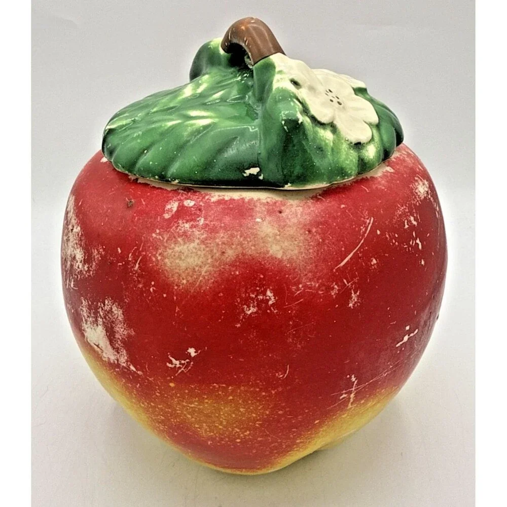 Vintage Apple/Apple Blossom Cookie Jar Ceramic Canister Hull? 9